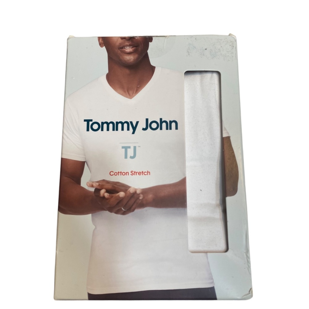 Tommy John Mens Cotton Stretch 2 Pack Undershirt White V Neck Modern Fit Sz S